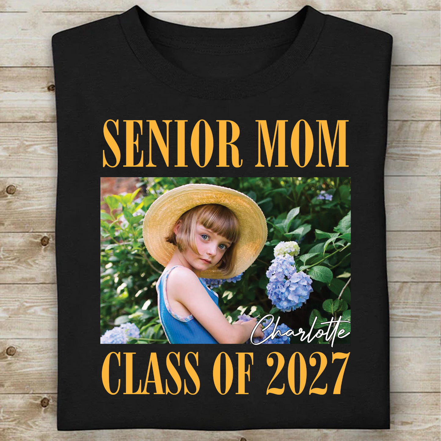 Custom Photo Senior Mom Dark Shirt, Class Of 2027 Tee, Personalized Graduation Gift 685635