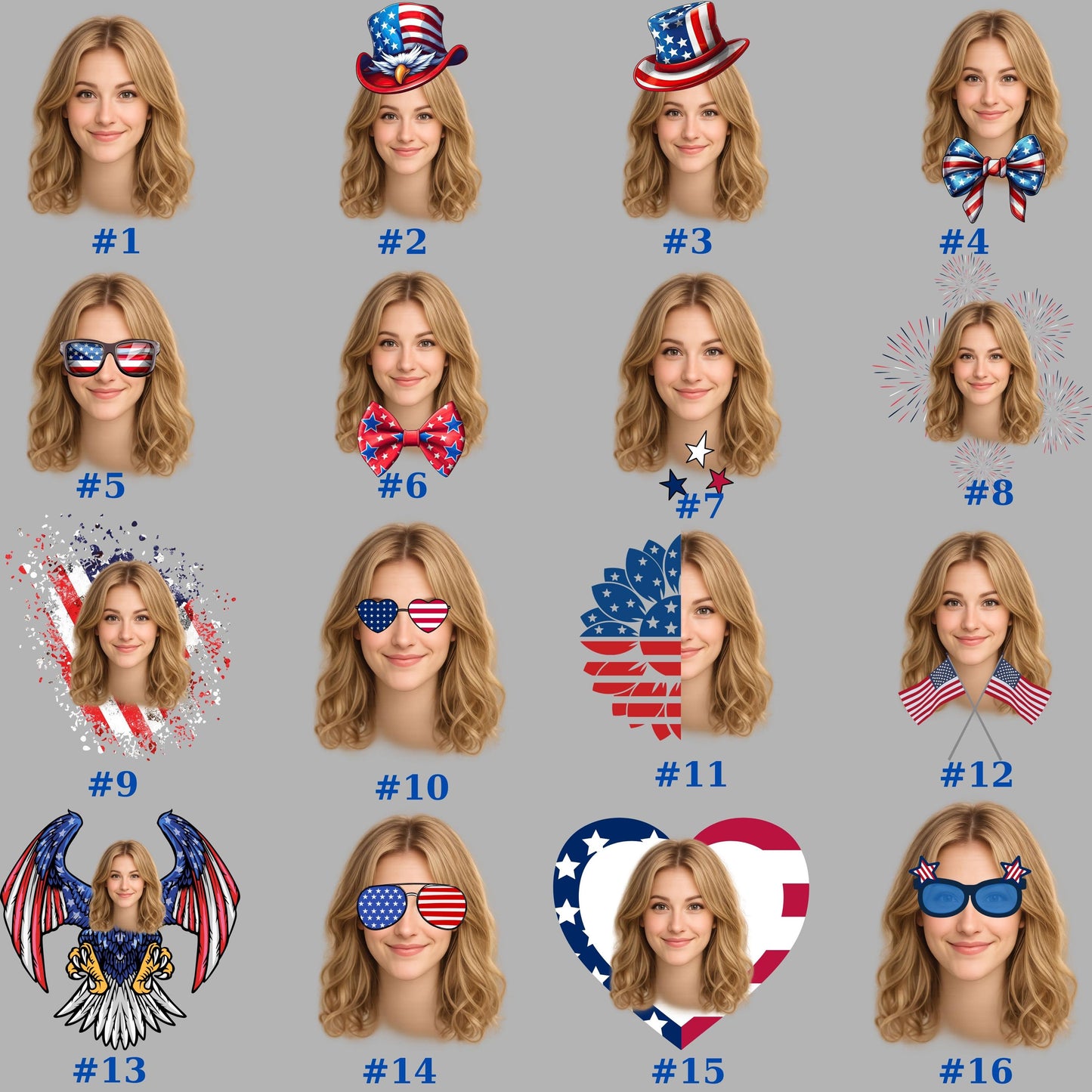 Custom Photo America 250 Temporary Tattoos | Personalized USA 250th Anniversary Tattoos | Patriotic Hat & Emoji Style Tattoos 685268