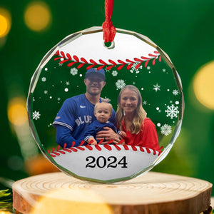 Personalized Baseball Christmas Glass Ornament | Custom Photo And Year Glass Ornament For Christmas Decor 682629