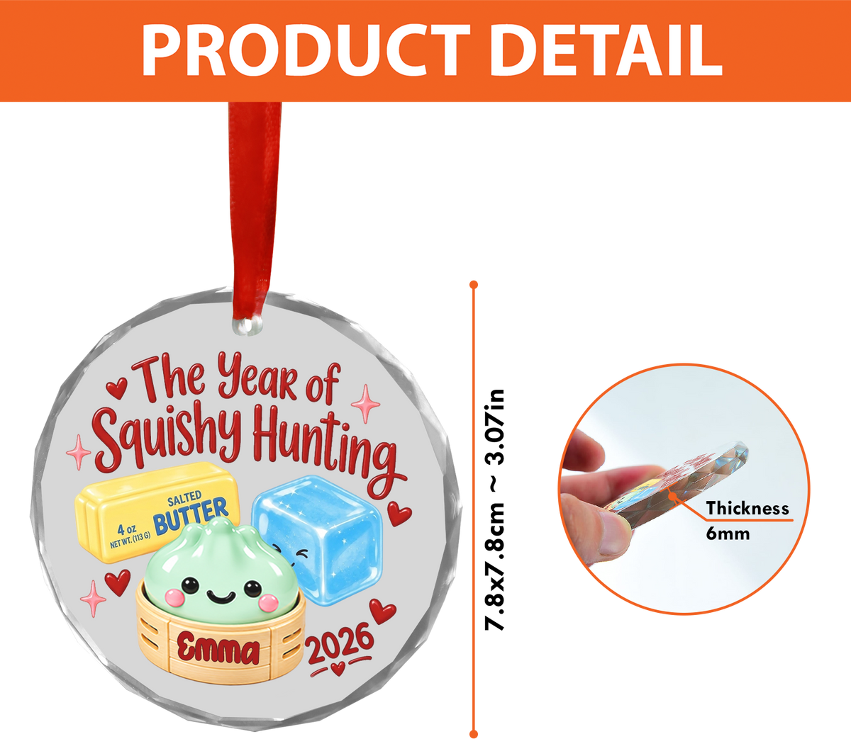 Personalized The Year Of Squishy Hunting Glass Ornament, Custom Name Funny Kids Ornament, Christmas Keepsake Gift 686344
