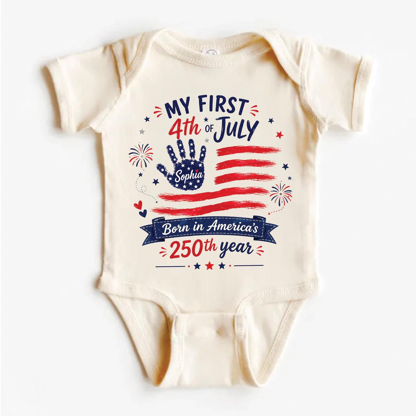Personalized My First 4th Of July Baby Bodysuit, Born In America’s 250th Year Kids T-Shirt, Patriotic 4th Of July Gift 685439 WFD