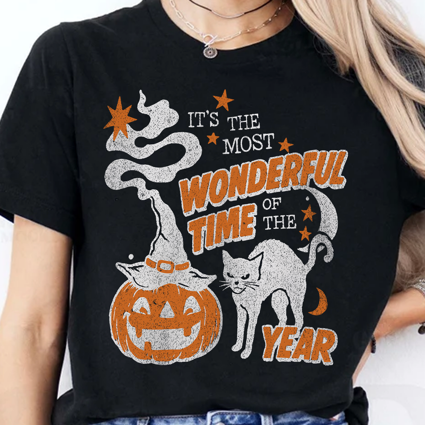 It's The Most Wonderful Time Of The Year Dark Sweater | Spooky Black Cat Tee | Vintage Halloween Shirt 685624