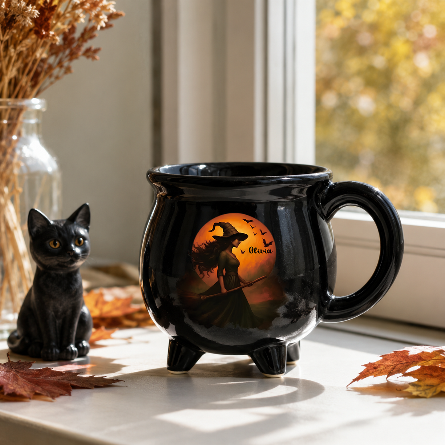 Personalized Witch Halloween Cauldron Mug, Custom Name Witch Coffee Mug, Spooky Halloween Gift 685785