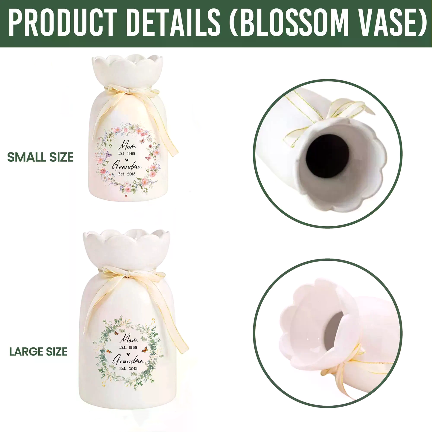 Personalized Ceramic Flower Vase | Mother's Day Flower Vase | Gift For Mom And Grandma 684786