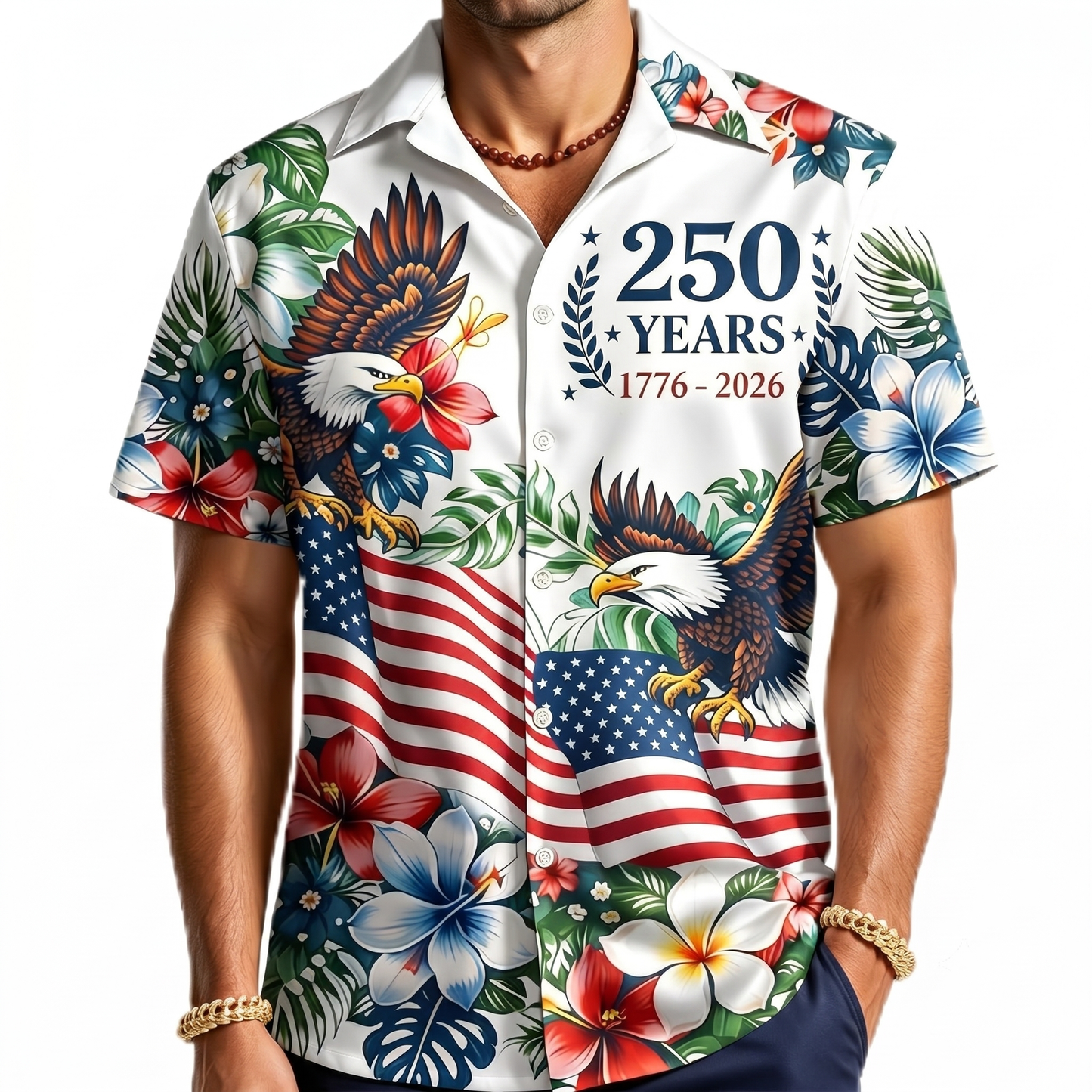 USA 250th Anniversary Hawaiian Shirt, Patriotic Eagle 4th Of July AOP Hawaii Shirt 685256