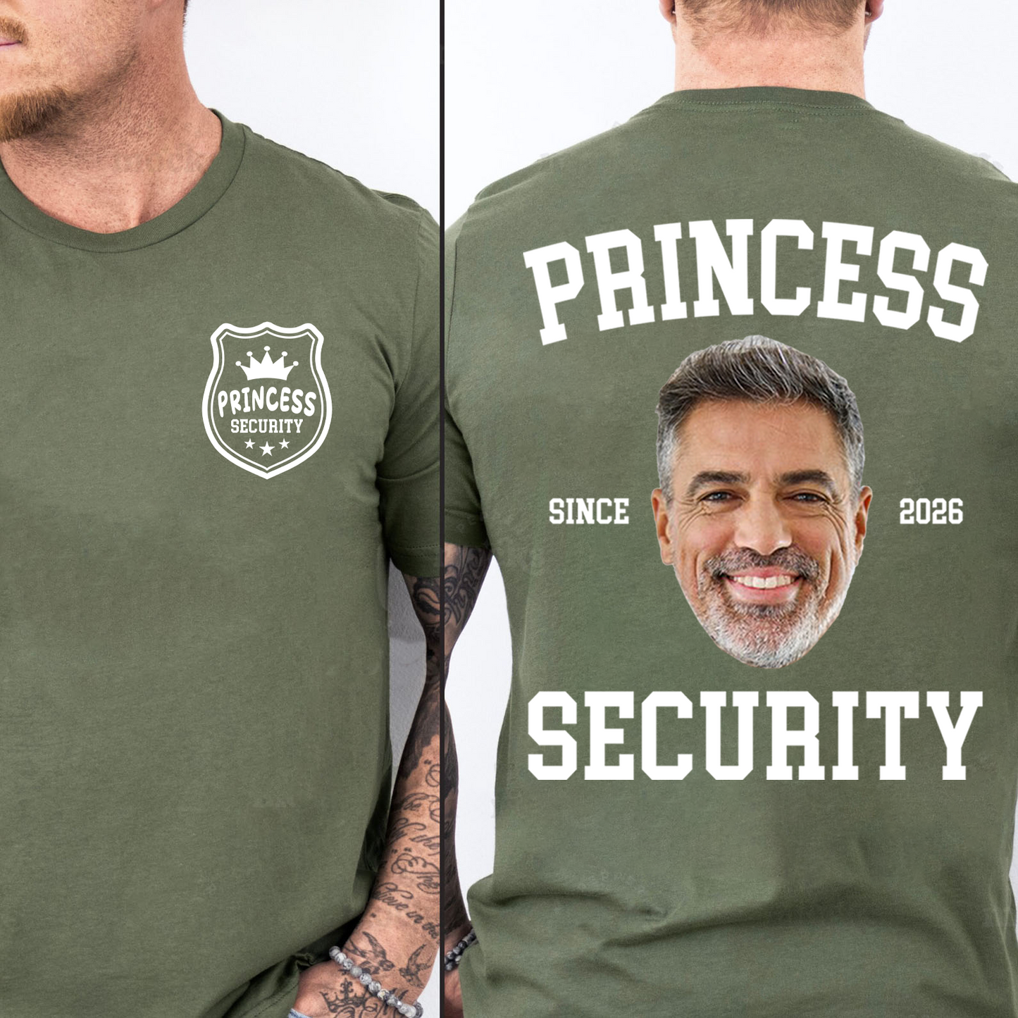 Custom Photo Princess Security Pocket & Back Dark Shirt | Personalized T-Shirt Gift For Father's Day 684680