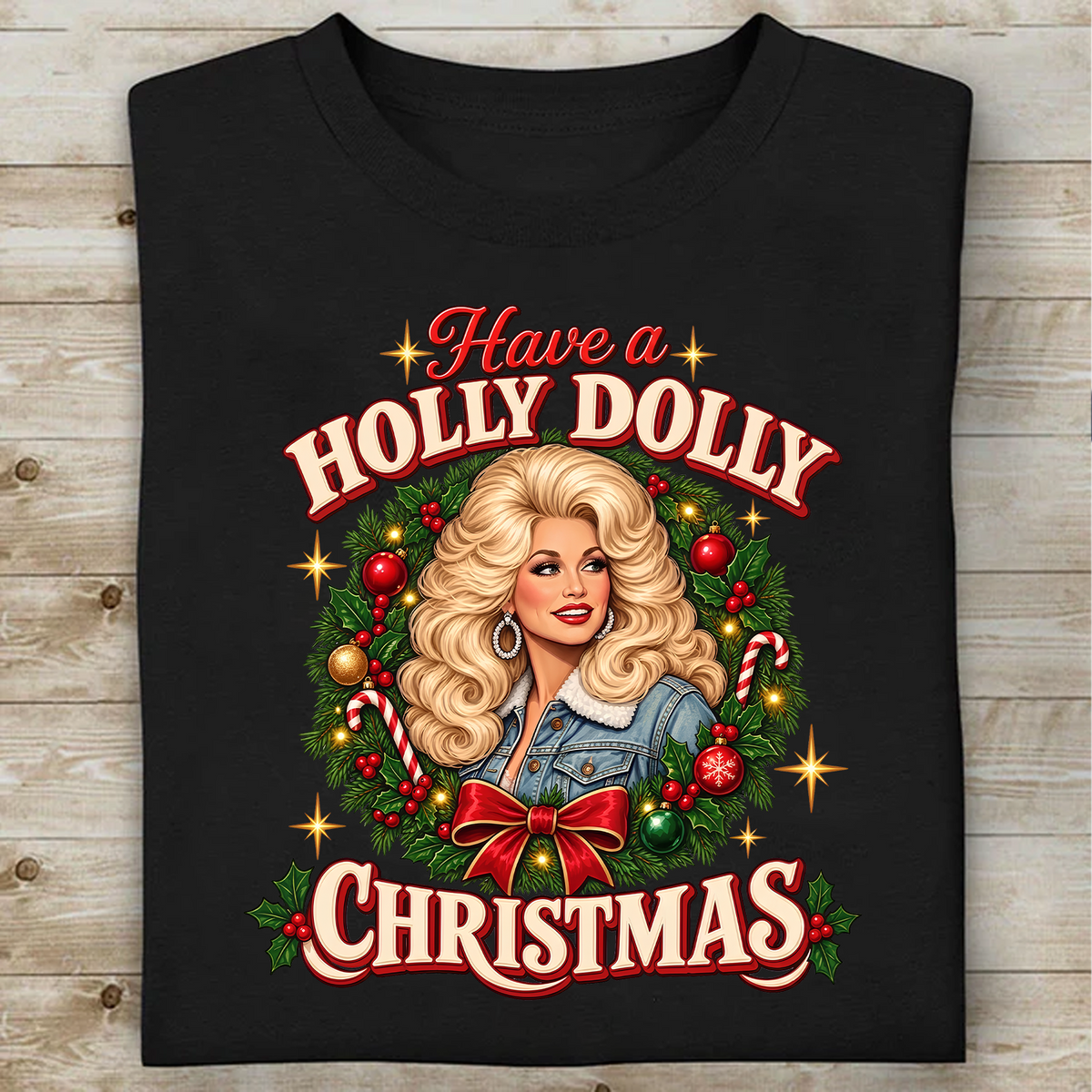 Have A Holly Dolly Christmas Dark Shirt, Retro Country Music Graphic Tee, Dolly Parton Fan Gift 686120