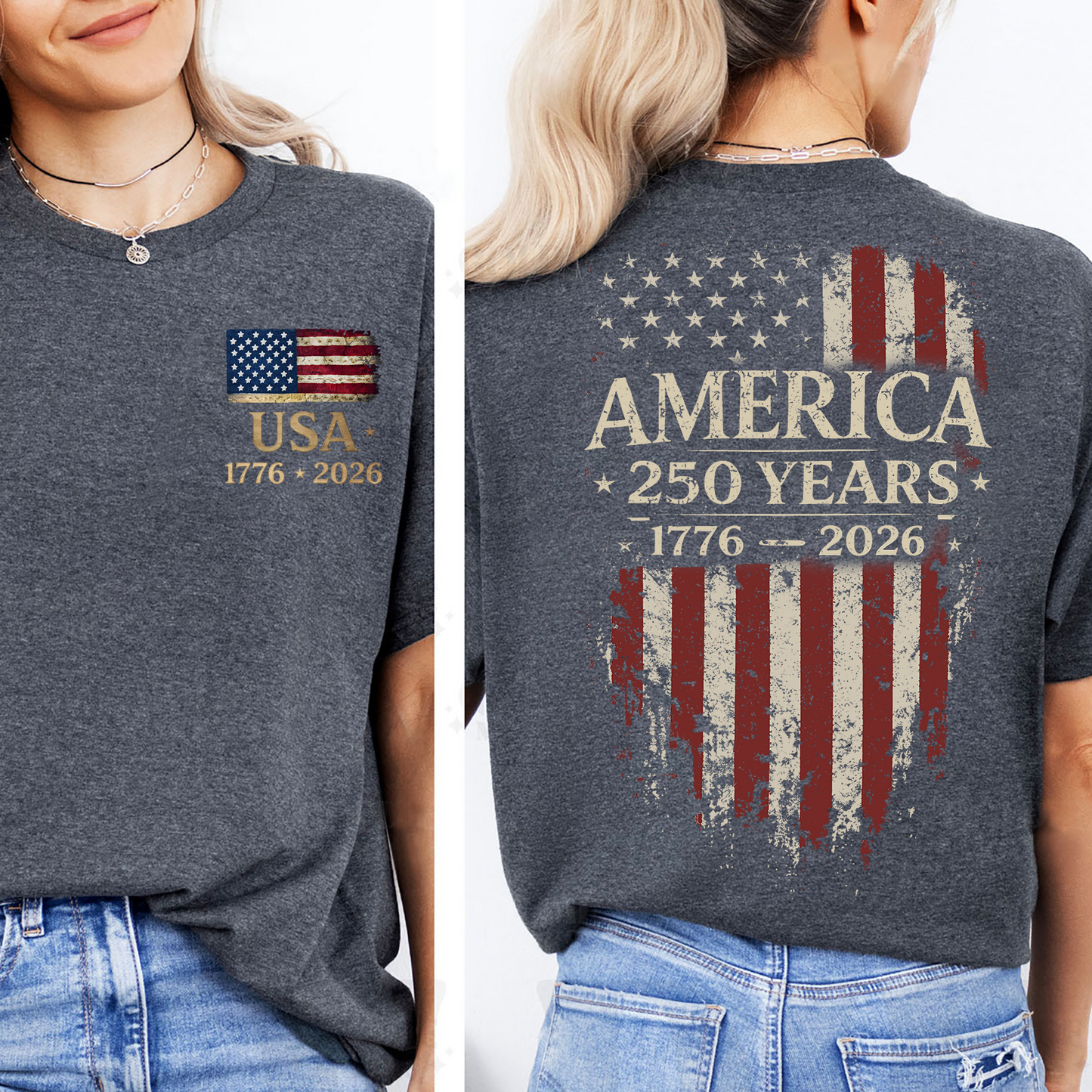 America 250 Years Anniversary Pocket & Back Dark Shirt, Patriotic 4th Of July Tee, Vintage Semiquincentennial Gift 685179