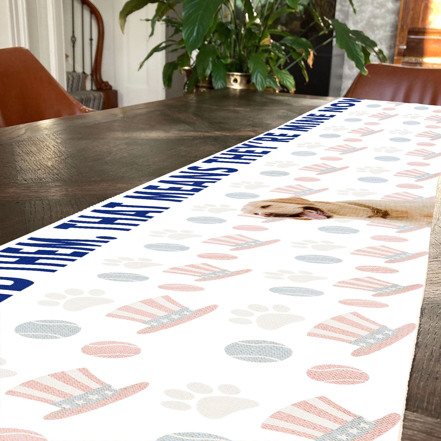 Personalized I Sniffed Them Table Runner | Custom Dog Photo | Patriotic 4th Of July Table Runner For Kitchen 682364
