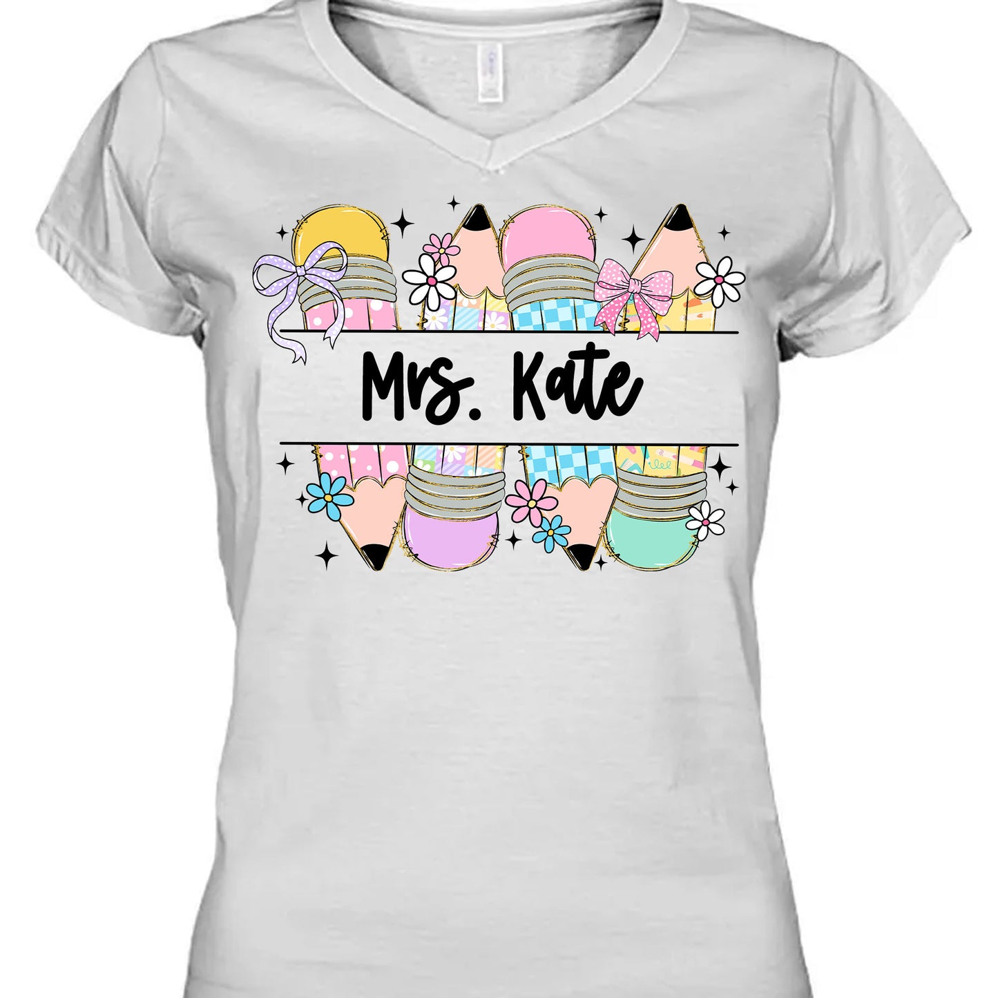 Personalized Kindergarten Teacher Pencil T-Shirt | Back to School Tee | Custom Shirt for Teachers 682577
