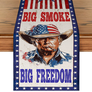 Big Smoke Big Freedom Trump Table Runner | Retro Western USA | Trump 4th Of July Table Runner For Kitchen 682352 - GOP