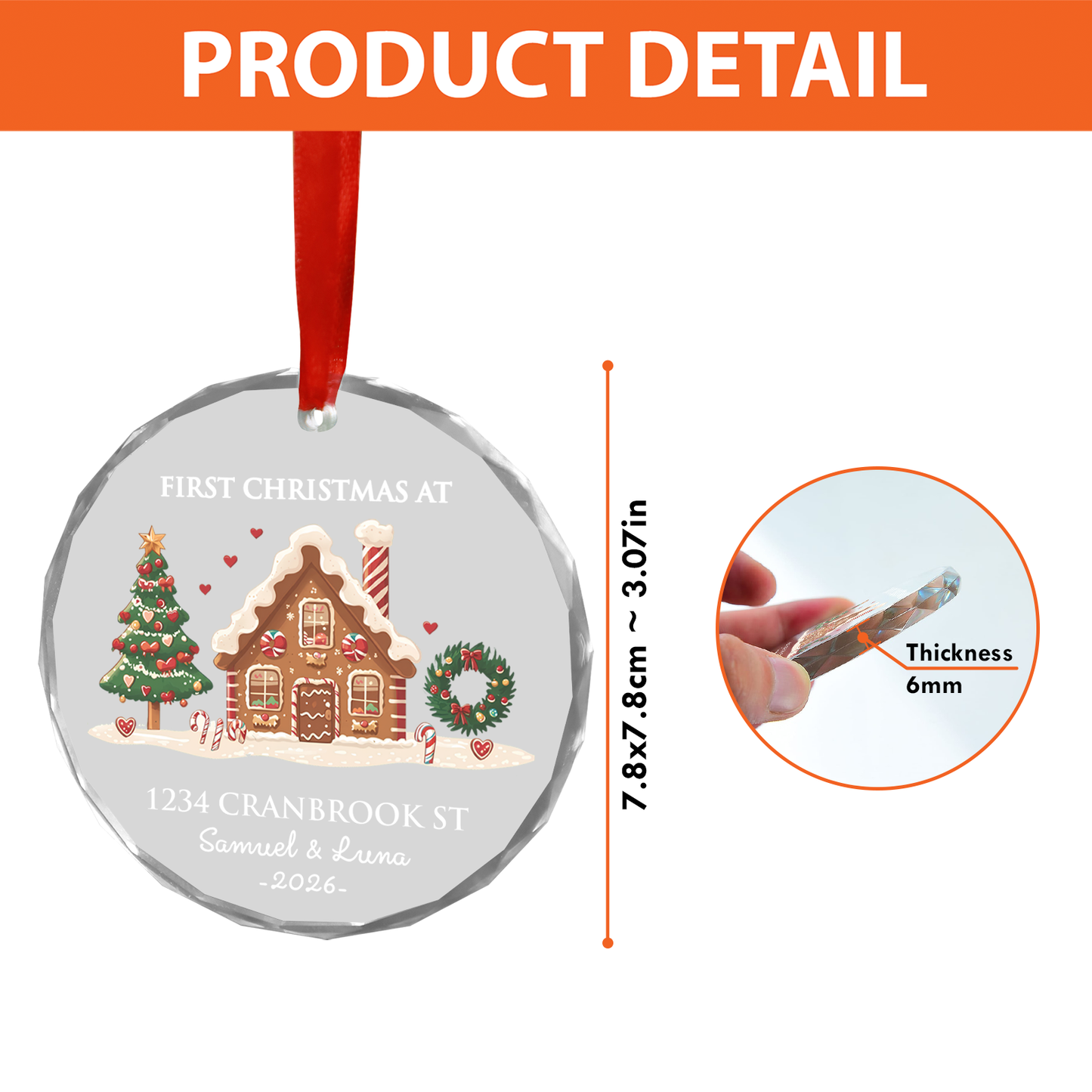 Personalized First Christmas At New Home Glass Ornament, Custom Christmas Housewarming Gift 685931