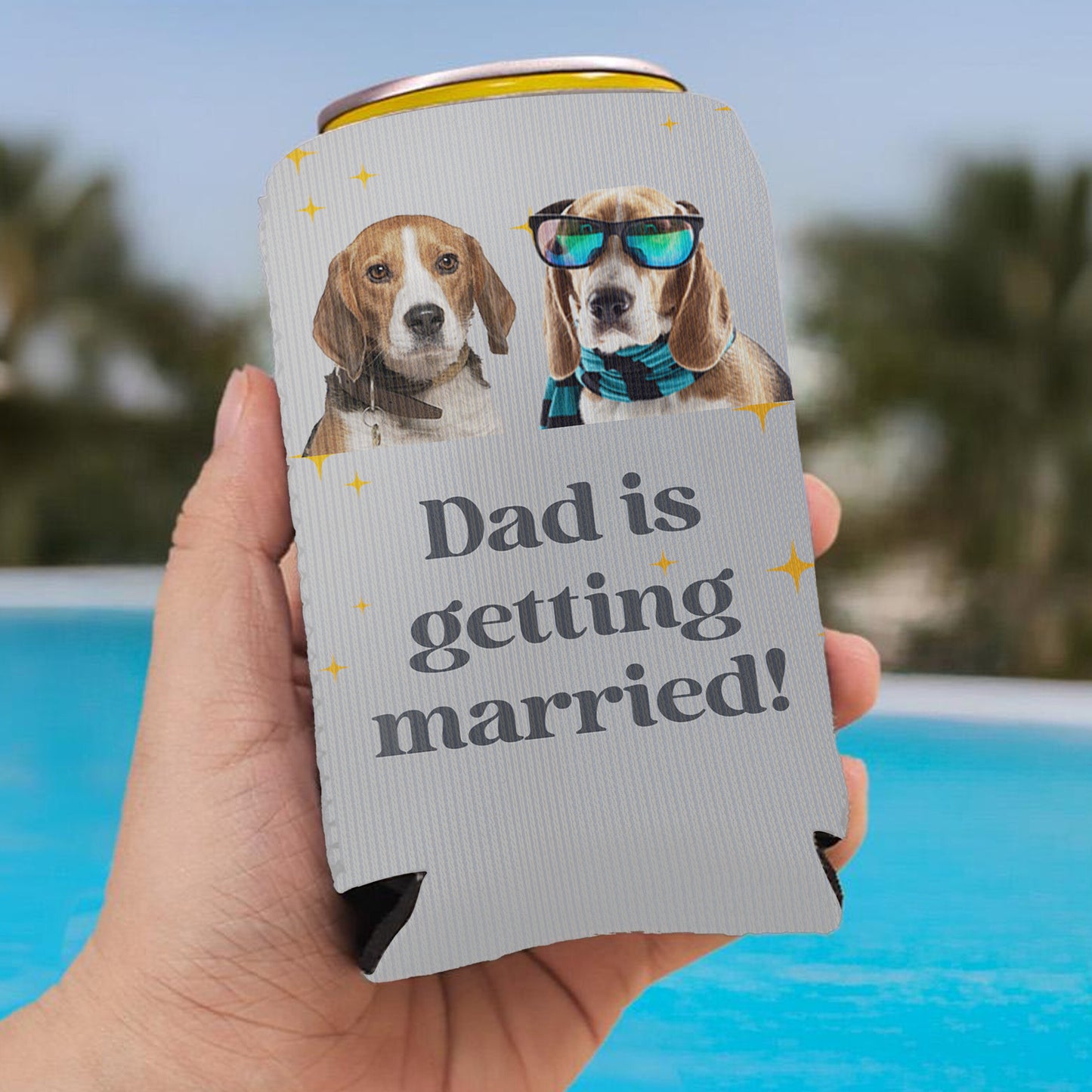 Personalized Dad Is Getting Married Can Cooler | Custom Dog Face Father’s Day Gift | Can Cooler Gift For Dad 682428