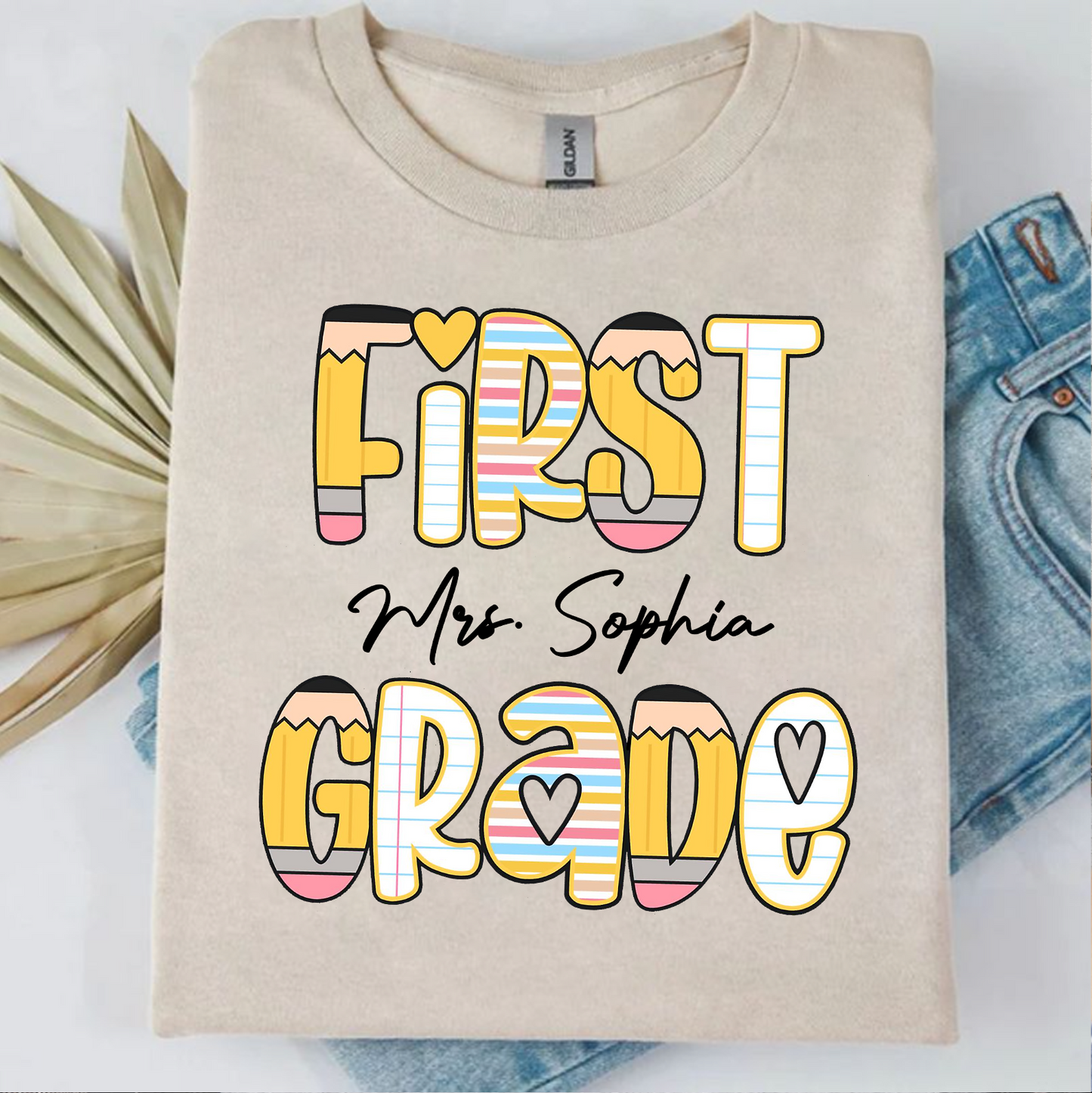 Personalized Grade Level Bright Shirt, Custom Teacher Name Appreciation Tee, Back To School Gift 685488