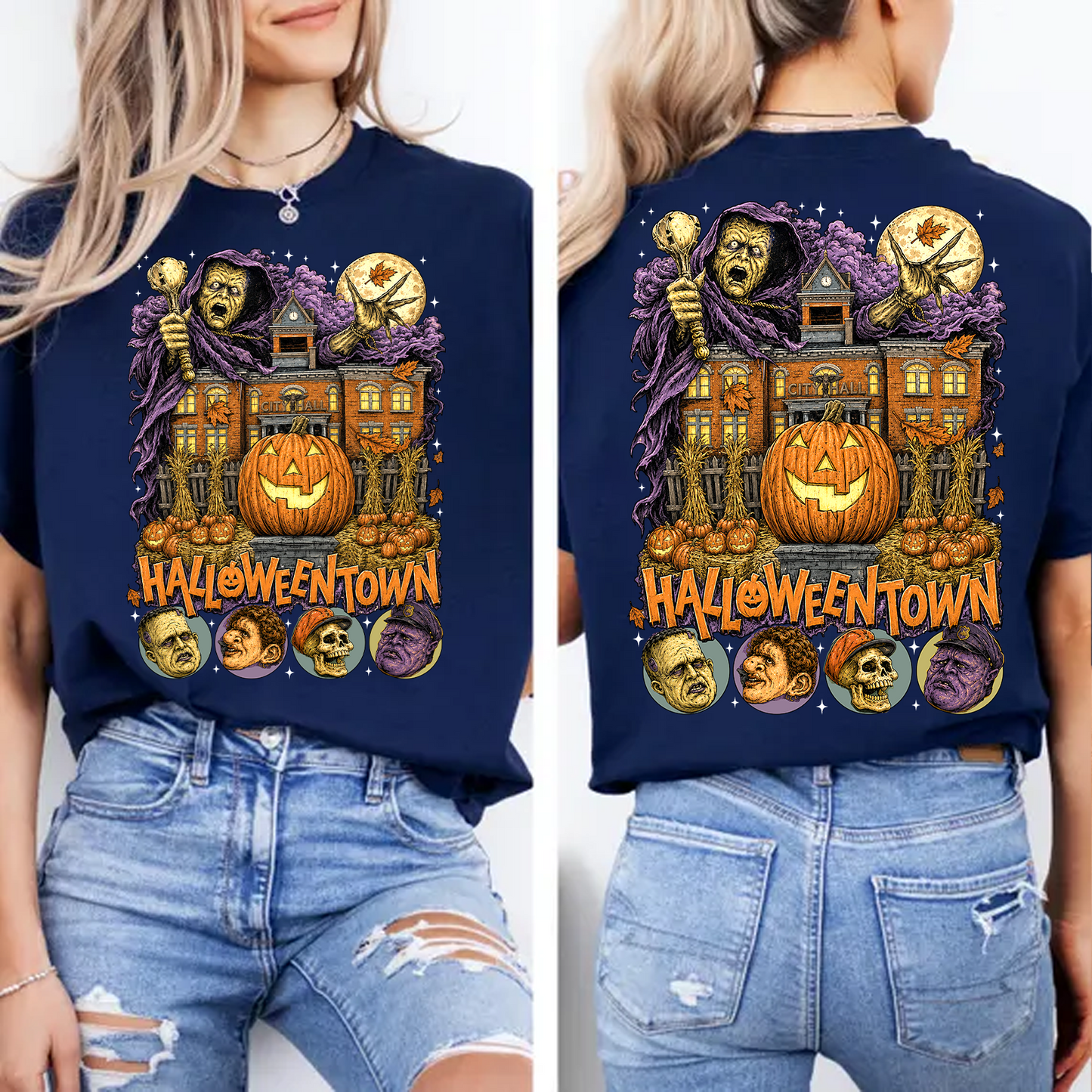 Personalized Halloweentown Front And Back Dark Shirt, Halloween Unisex Graphic T-Shirt 685626