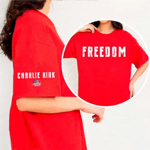 Charlie Kirk Freedom Sweatshirt | Charlie Kirk Red Shirt | We Wear Red Charlie Kirk Birthday October 14 | Red Freedom Sleeve Right Shirt 683078