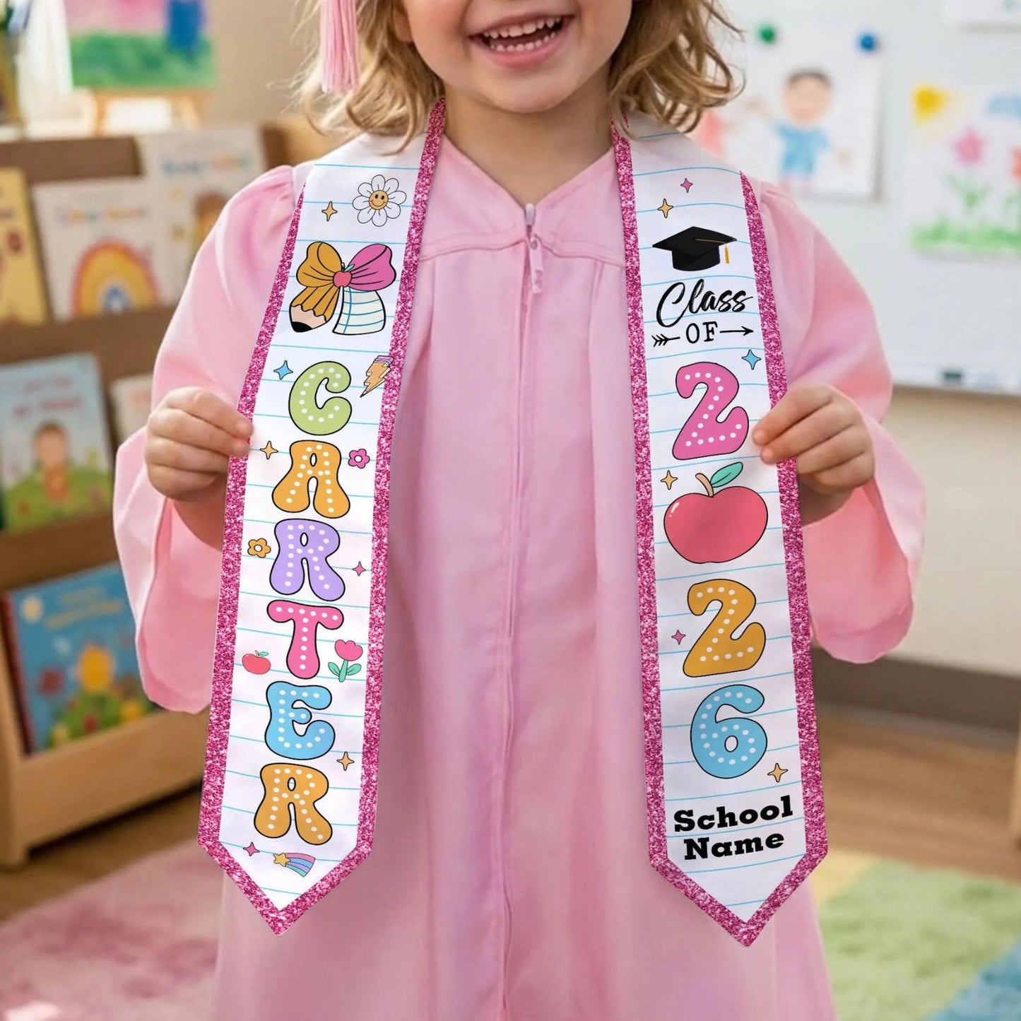 Personalized Kid Graduation Stole | Class Of 2026 Kindergarten Stoles Sash | Kids Graduation Gift, Preschool Graduation Stole 684682
