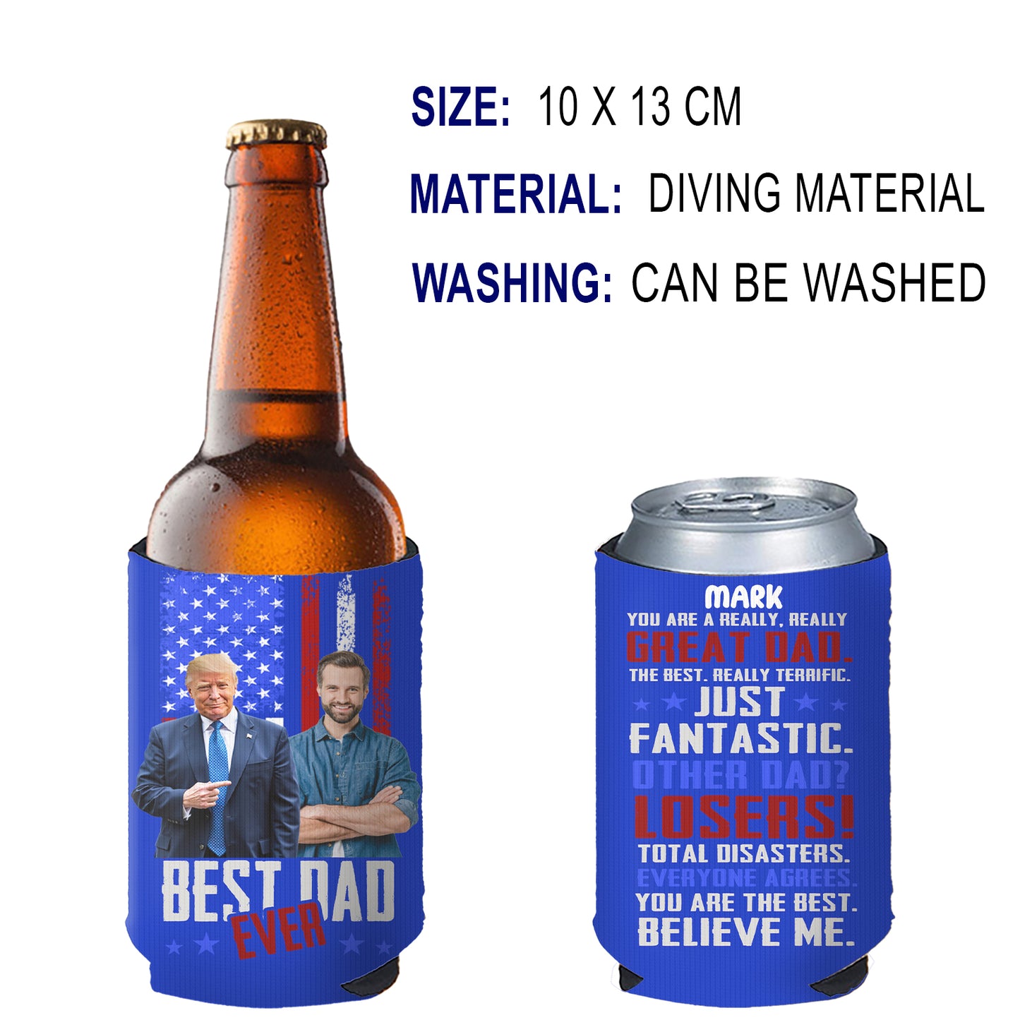Best Dad Ever Can Cooler | Personalized Trump Drink Holder for Dad | Unique Father’s Day Gift from Kids | MAGA Gift for Dad Papa Grandpa 682457 - GOP