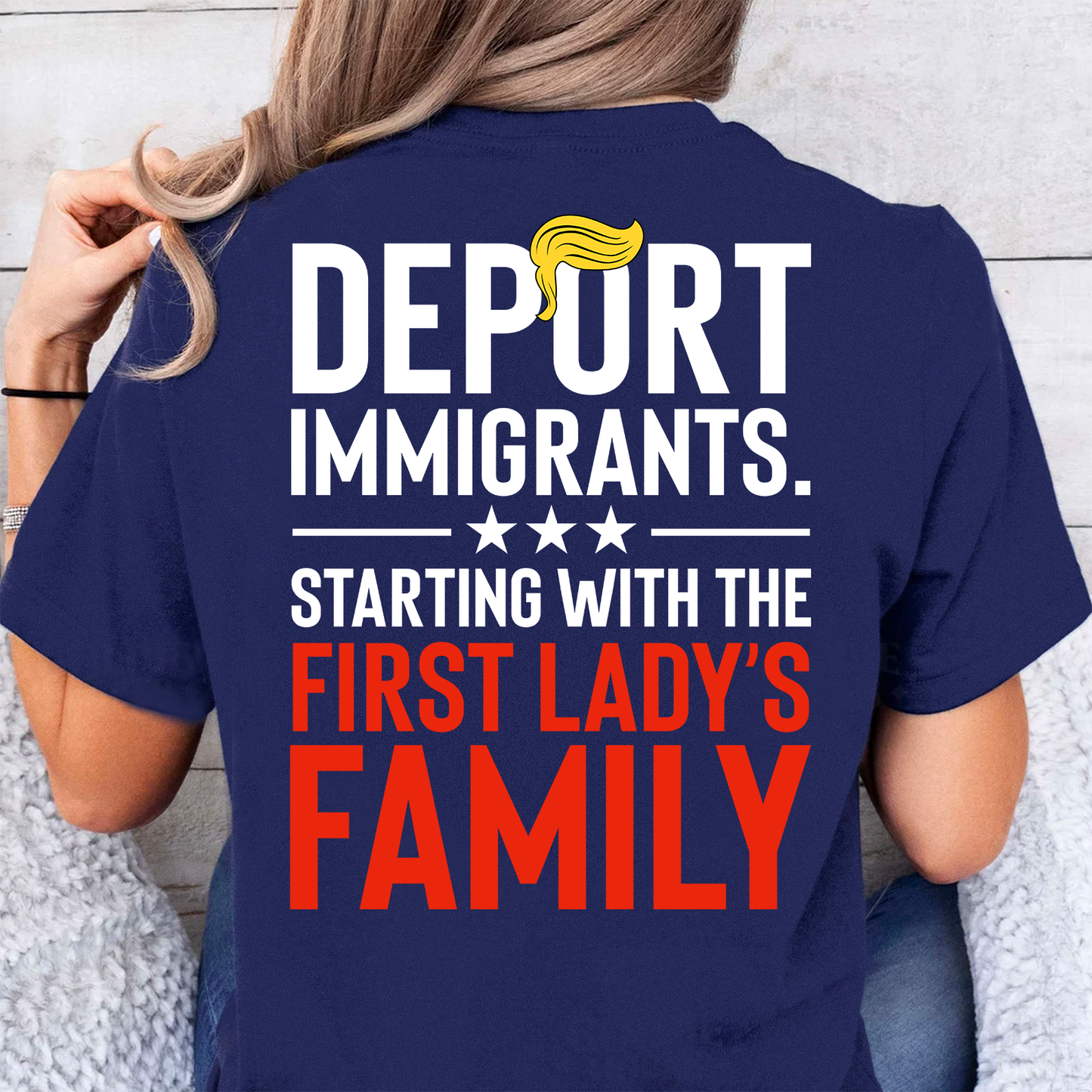 Funny Anti Trump "Deport Immigrants" Political Satire Backside Dark Shirt, Funny Quote Tee 685742