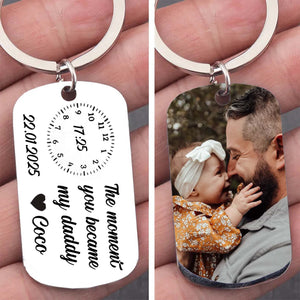 The Moment You Became My Daddy Keychain | Personalized Father’s Day Keyring with Photo Upload & Personalized Date | New Dad Gift 682262