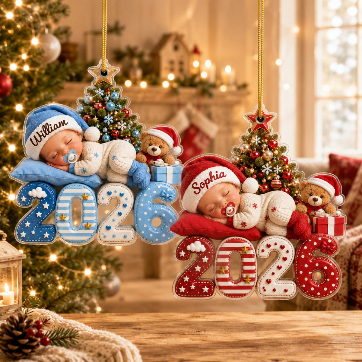 Personalized Baby's First Christmas Acrylic Ornament, Custom Name Newborn Christmas Keepsake Gift 686519 WFD