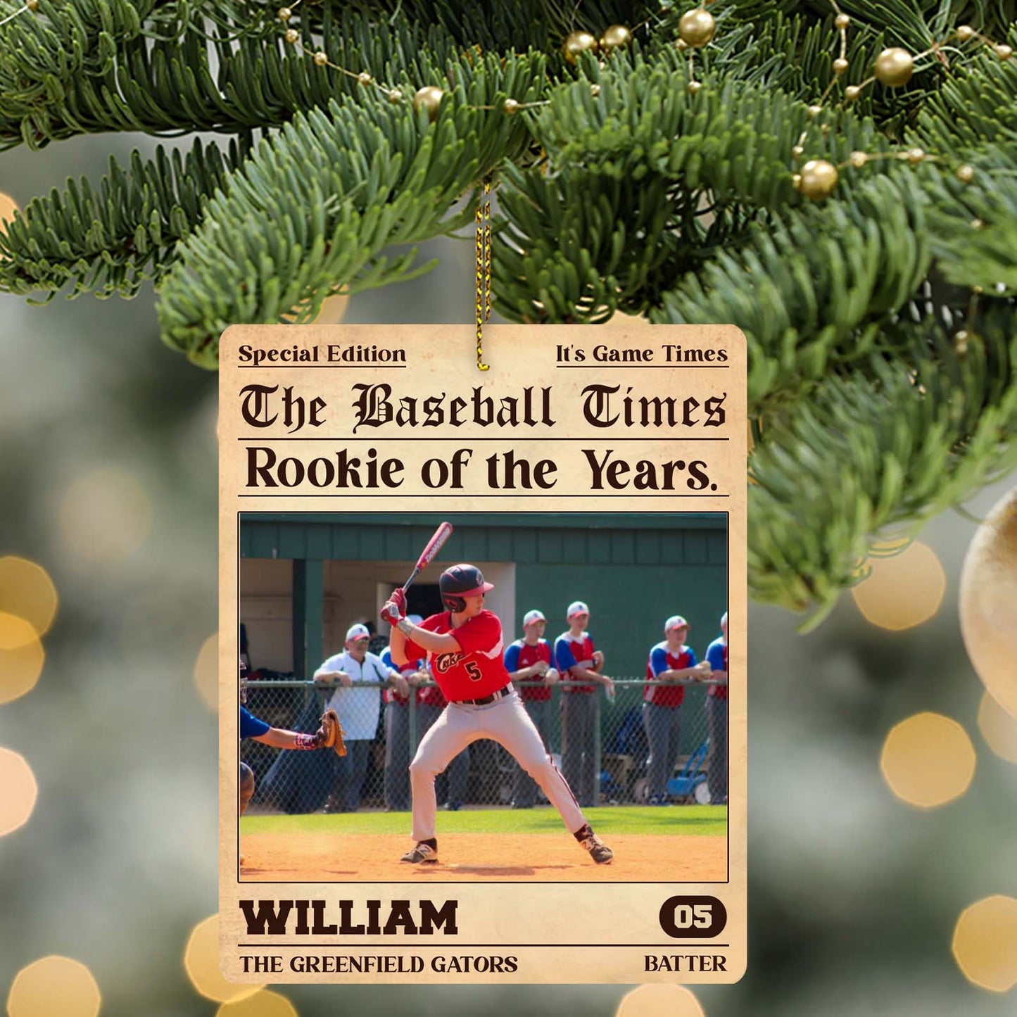 Personalized Rookie of the Year Baseball Wood Ornament | Custom Baseball Photo Ornament 682723