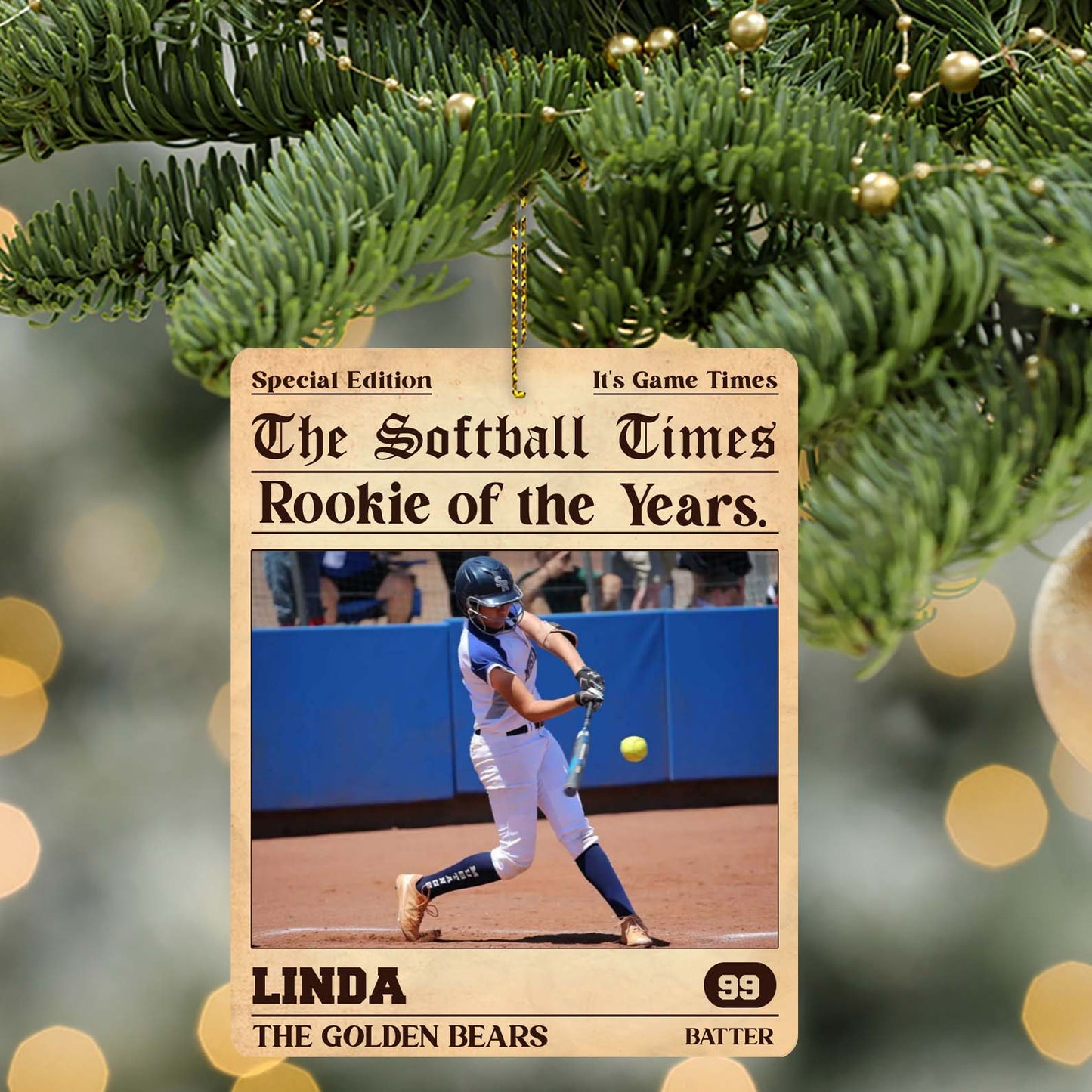 Personalized Rookie of the Year Softball Wood Ornament | Custom Softball Photo Ornament 682723