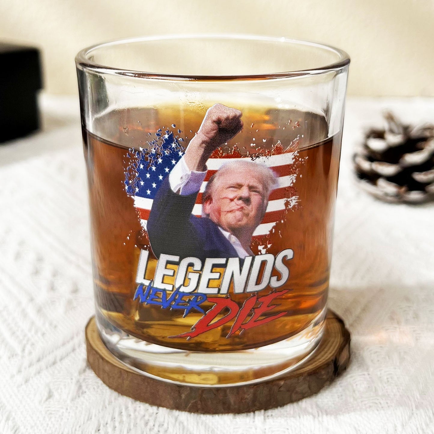 Legends Never Die | Trump Fight 2024 Whisky Glass | Trump Pennsylvania Rally Whiskey Glass | Trump Fight Print Whisky Glasses C1116 - GOP