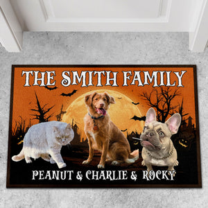 Custom Pets Photo Halloween Doormat, Live Preview Upload Photo Doormat, Personalized Photo Dog Cat Halloween Doormat - C1333