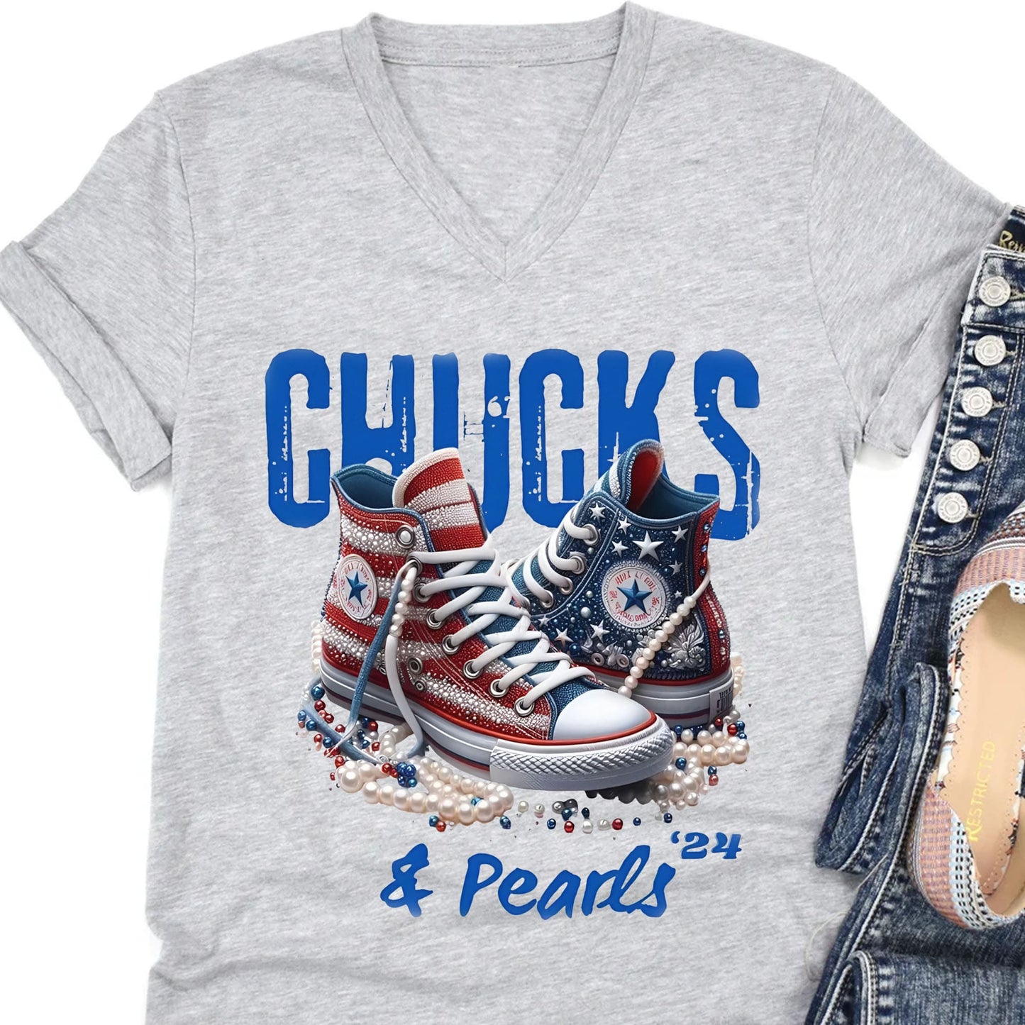 Chuck and Pearls Shirt, Kamala Harris 2024 Shirt, Democrat Shirt Bright T1376 - KH2
