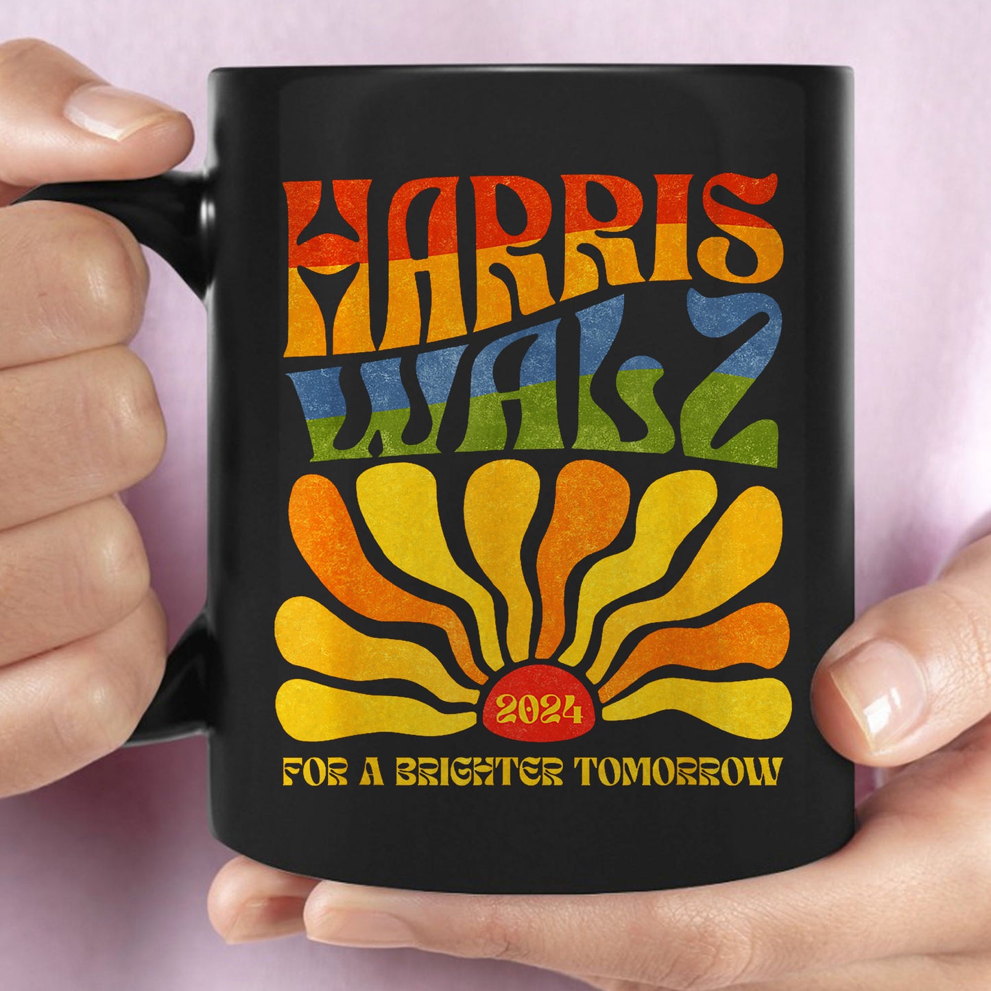 Harris Walz 2024 For A Brighter Tomorrow Mug | Kamala Harris 2024 Mug | Democrat Black Mug T1419 - KH2