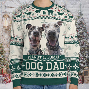 Live Preview Custom Pet Photo Sweater, Christmas All-Over Printed Sweatshirt, Personalized with Your Own Dog or Cat Photo - C1465