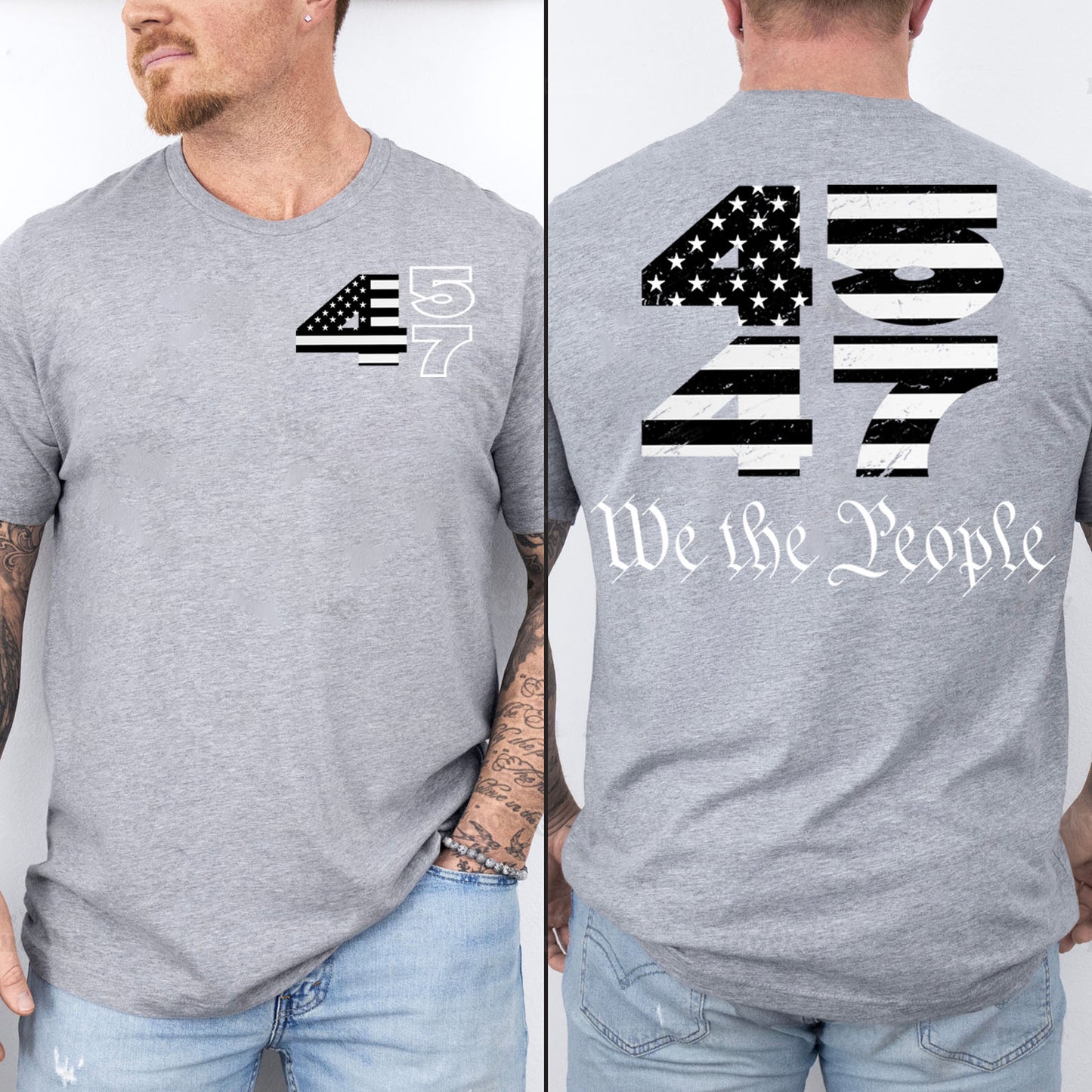 Trump 2024 45 47 Shirts | Funny Trump Tshirts | Republican Nominee Shirts | Republican Political T-shirts | Trump Front & Back Shirt Dark 681497 - GOP