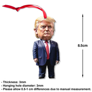 Trump-Inspired Acrylic Christmas & Halloween Decor - Sparkling Hanging Ornament for Car Interiors & Tree, Perfect Holiday Gift Idea - 681574