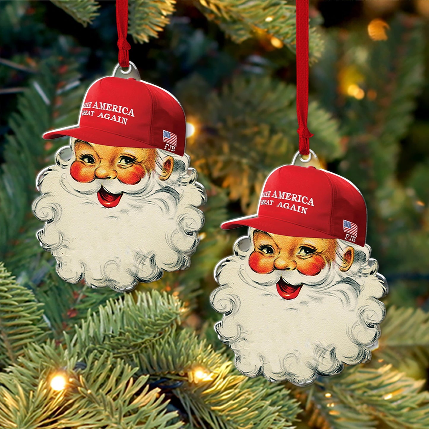 Santa Make America Great Again, Christmas Republican Acrylic Ornament, Perfect for Car & Christmas Tree Decor C1616 - GOP