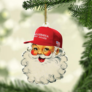 Santa Make America Great Again, Christmas Republican Acrylic Ornament, Perfect for Car & Christmas Tree Decor C1616 - GOP