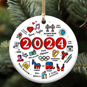 2024 Summary Year in Review Christmas Year to Remember Commemorative Ceramic Ornament T1643