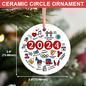 2024 Summary Year in Review Christmas Year to Remember Commemorative Ceramic Ornament T1643