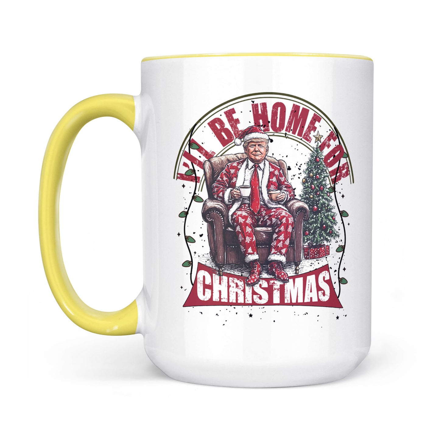 Trump I'll Be Home for Christmas Mug, Humorous Trump Christmas Mug, Christmas Republican White Mug Accent Mug T1661 - GOP