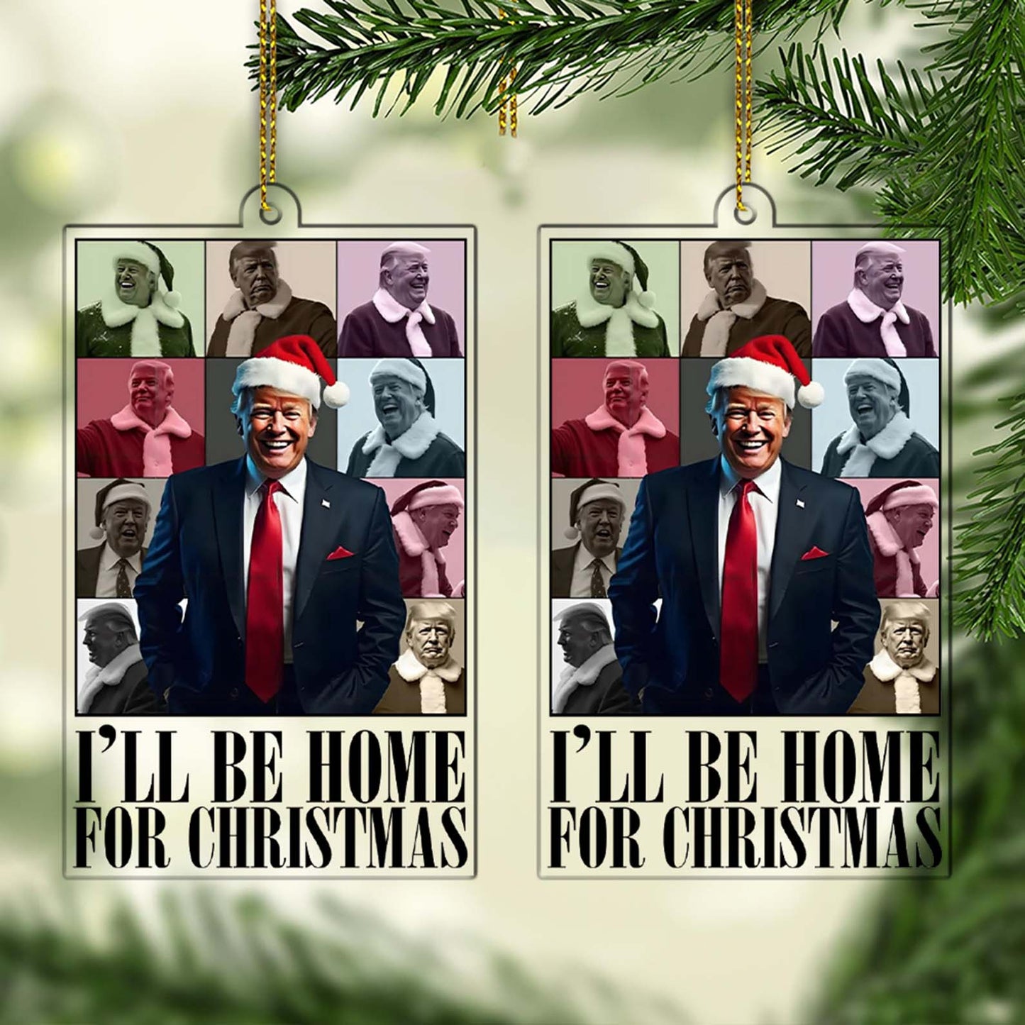 I'll Be Home For Christmas, Trump Make Christmas Great Again Acrylic Ornament, Perfect for Car & Christmas Tree Decor T1665 - GOP