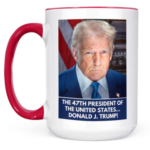 President Donald Trump Official Portrait 2025 Mug, The 47th President Of The United States Mug, Trump 47th President White Mug Accent Mug T1733 - GOP