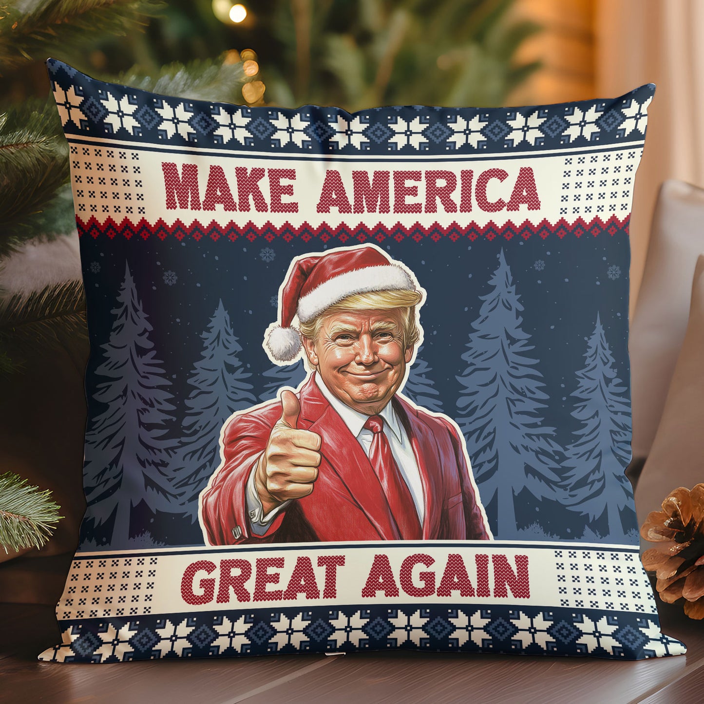 Make America Great Again, Funny Trump Pillow, Trump Won 2024 Christmas Pillow 681741 - GOP