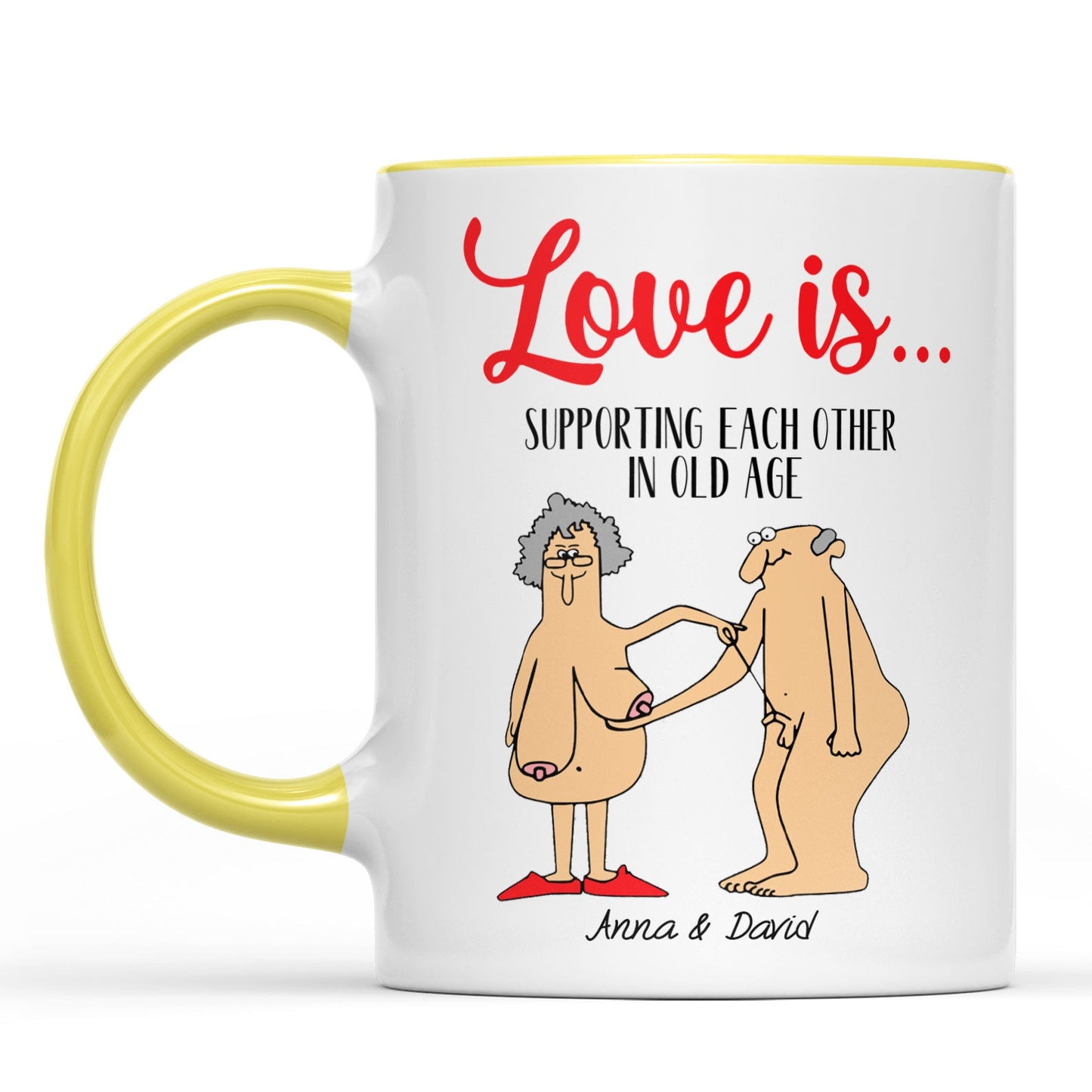 Love is Supporting Each Other In Old Age, Funny Valentine Mug, Anniversary Gift, Valentines Gift 681856