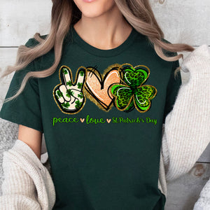Peace Love St Paddy's Day Tee, St Patrick's Day Shirt, St. Patrick's Day Sweater, Irish Shirt Dark 681871