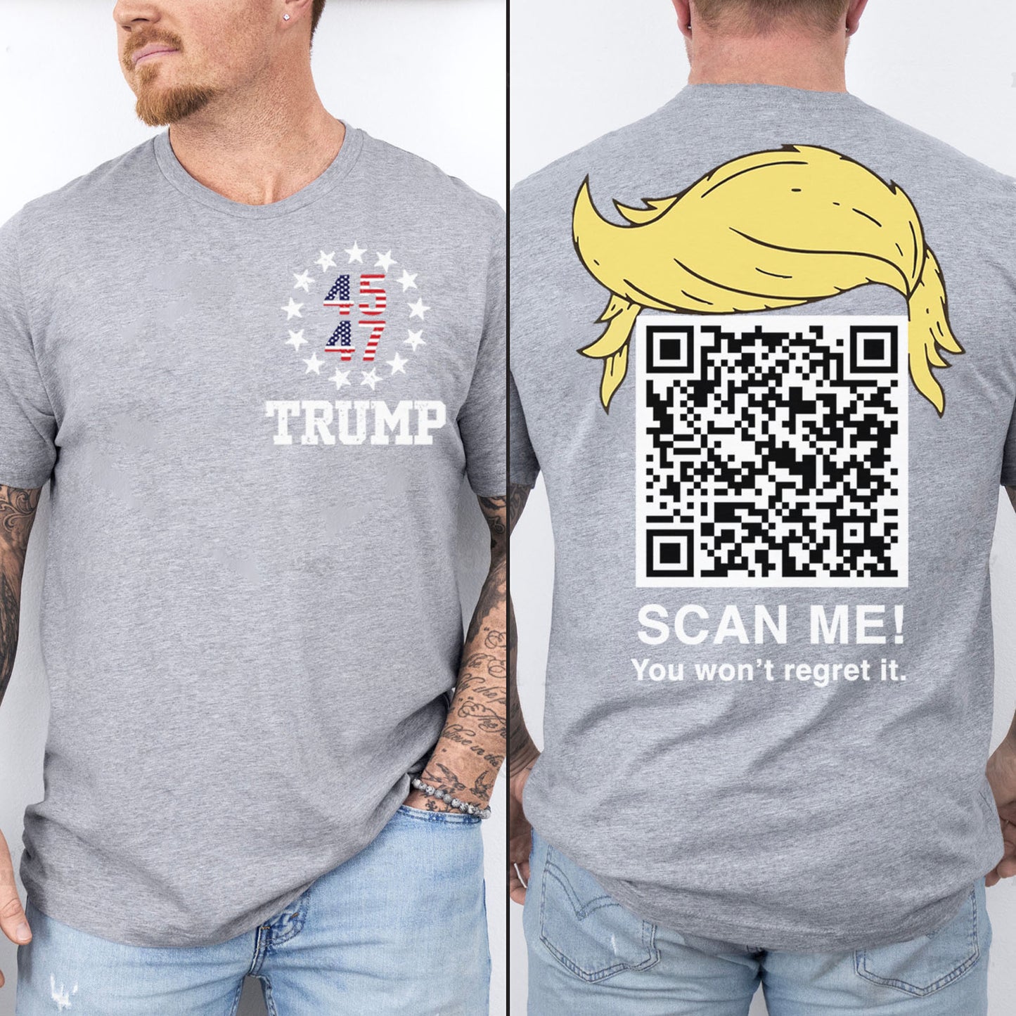 Dancing Trump QR Code Shirts | Funny Trump Tshirts | Unique Political Shirts | Trump Front & Back Shirt Dark 681886 - GOP