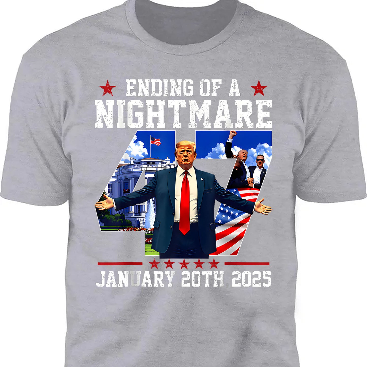 Ending of a Nightmare Shirt, Trump Won Inauguration Day 2025, Trump 47th President Shirt Dark 681935 - GOP
