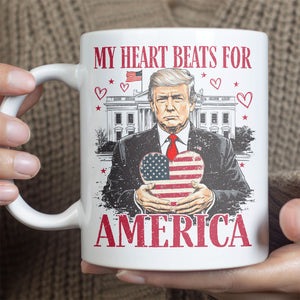 Trump My Heart Beats for America Mug, Valentine's Day Mug, Trump Lovers and Valentine Mug, Trump Lovers Gift, Donald Trump Valentine's Mug 681949 - GOP