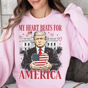 Trump My Heart Beats for America Shirt, Trump Lovers and Valentine T-Shirt, Trump Valentine's Day Sweatshirt Bright 681949 - GOP