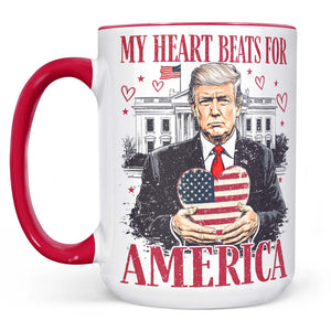 Trump My Heart Beats for America Mug, Valentine's Day Mug, Trump Lovers and Valentine Mug, Trump Lovers Gift, Donald Trump Valentine's Mug 681949 - GOP