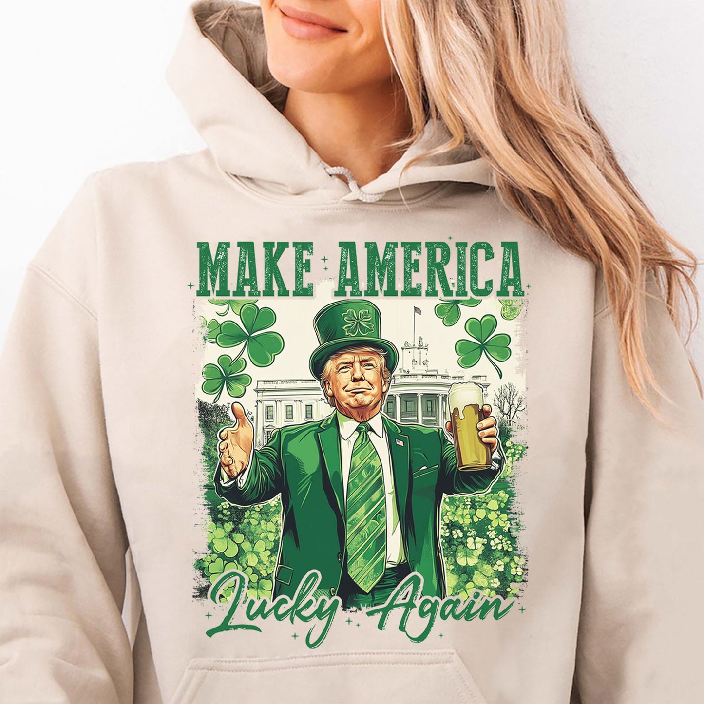 Make America Lucky Again, St Patricks Day Shirt, Funny Trump Shamrock Bright Shirt 681982
